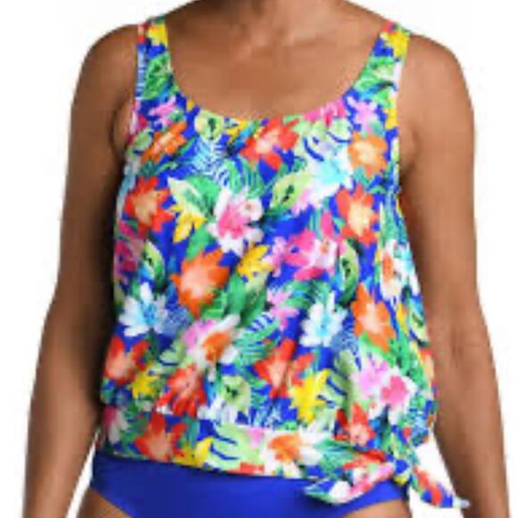 Maxine of Hollywood Brand Bright Floral Tankini Swim Top Women's size 20W - Picture 1 of 5
